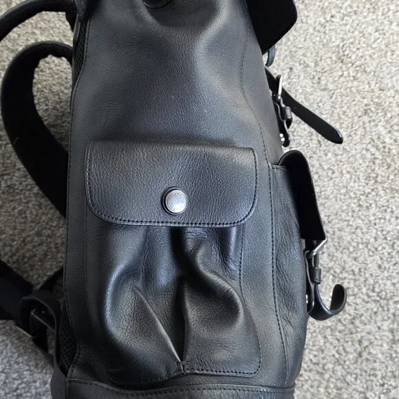 Coach Hudson black pebble leather backpack